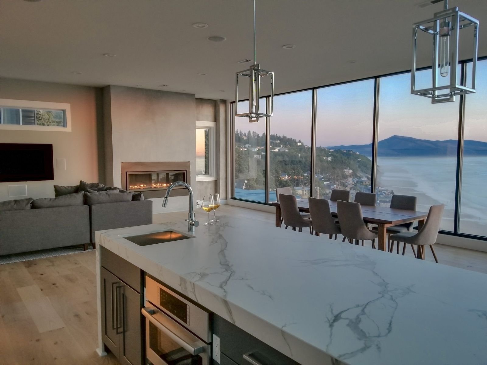Beach house custom trim and large window installation