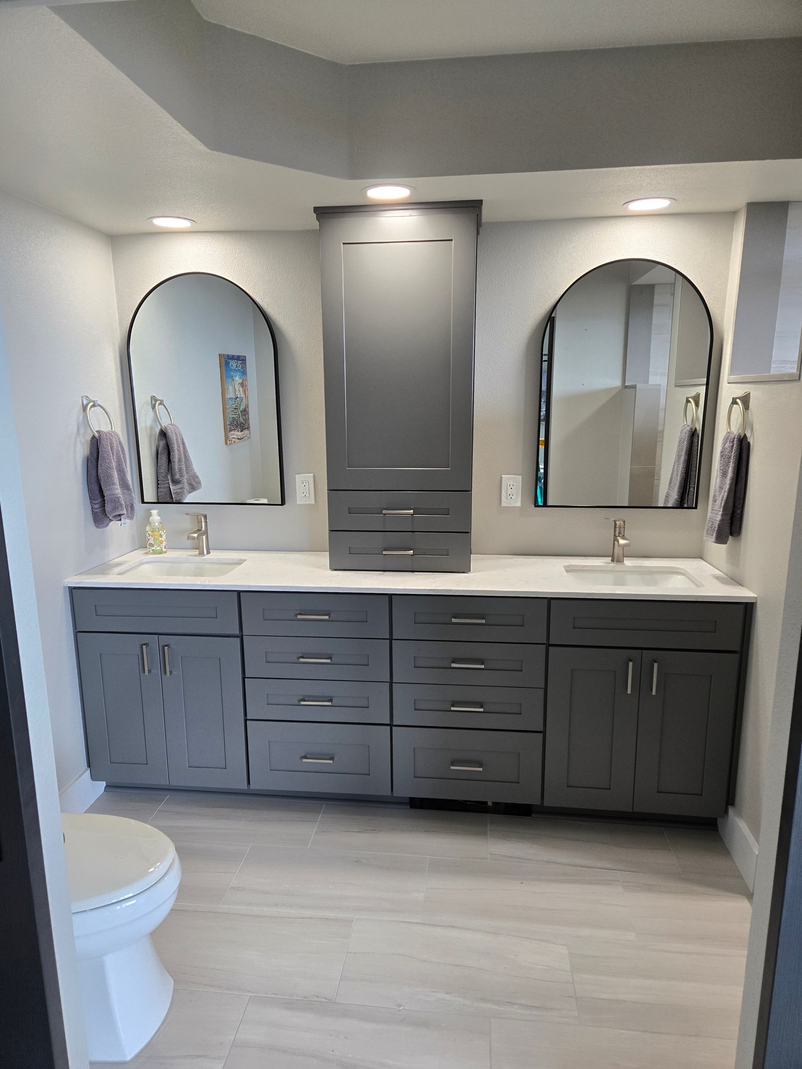 Custom bathroom cabinet installation