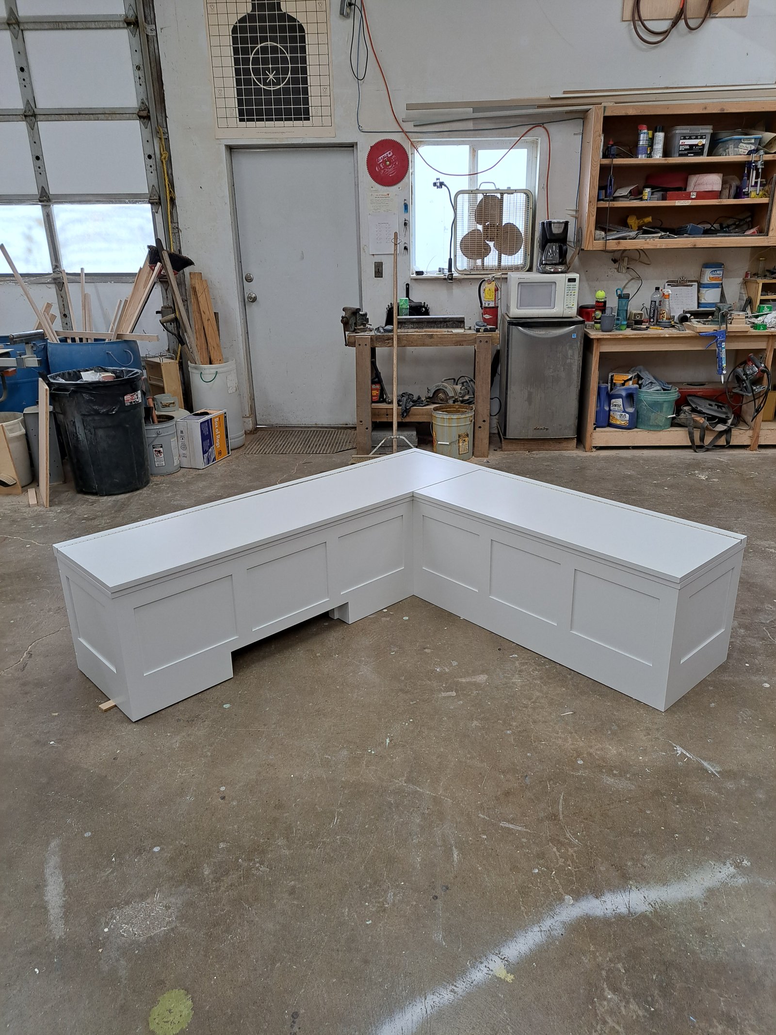 Custom built-in bench with lid open