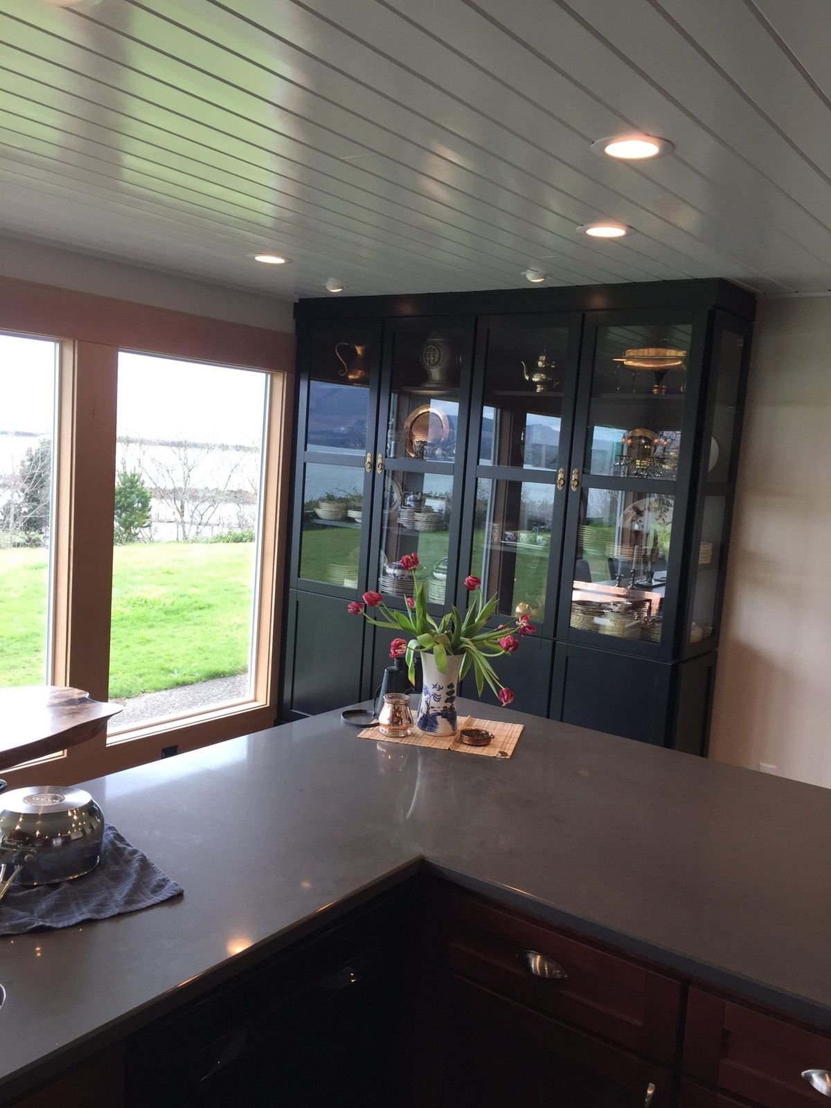 Kitchen remodel with custom built-in display cabinet