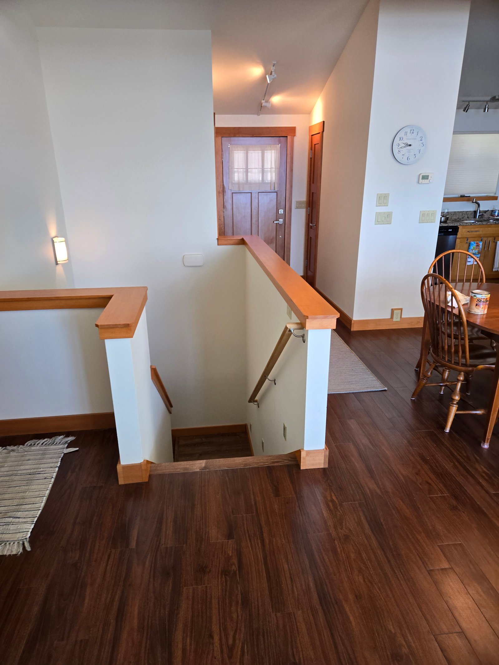 Custom stair sill and riser carpentry